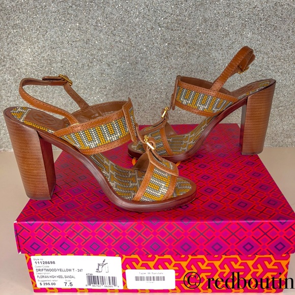 👠SOLD👠Tory Burch Block Heels Sandals 7.5 brown - Picture 2 of 8